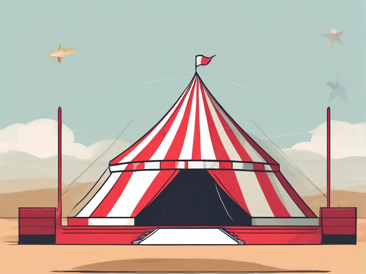 Circus stage，Front view，up-close，Thick lines