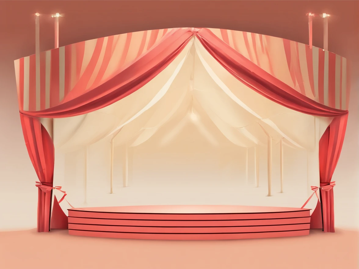 Circus stage，Front view，up-close，Thick lines