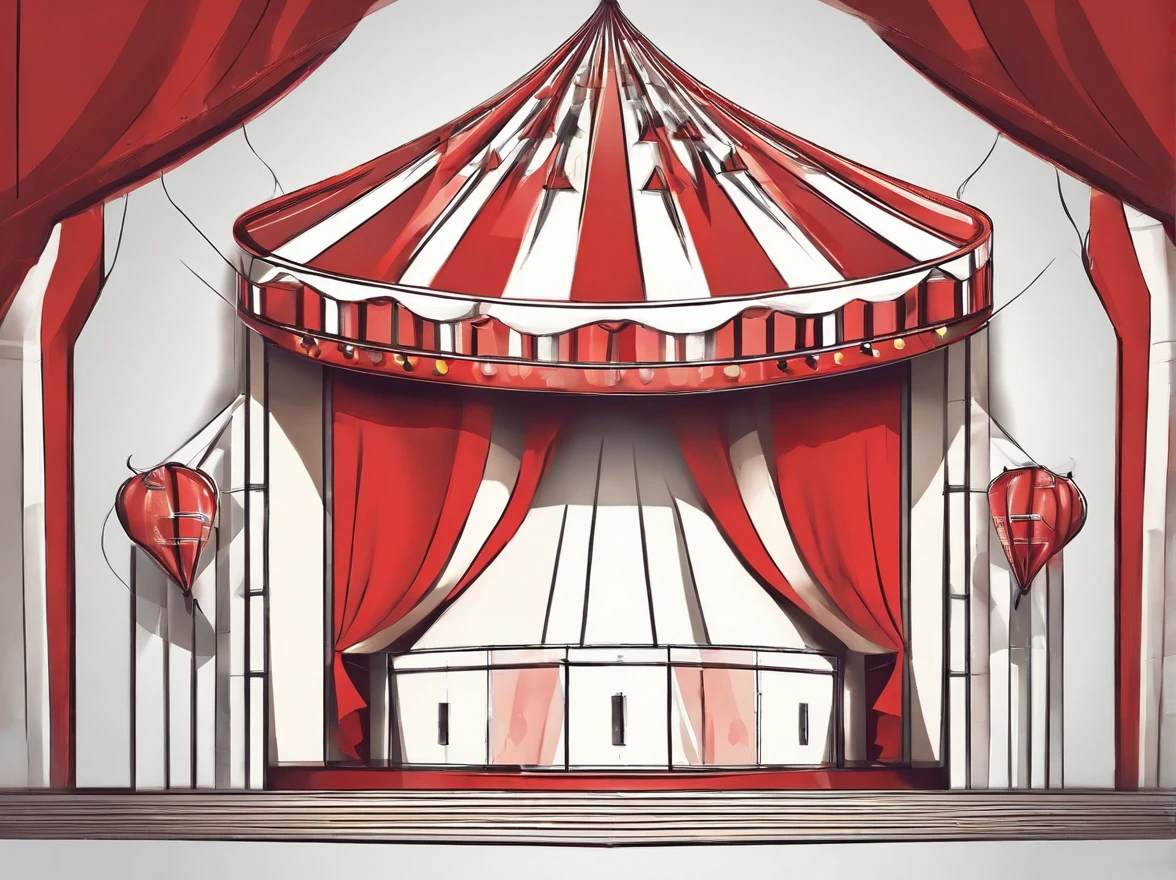 Circus stage，Front view，up-close，Thick lines