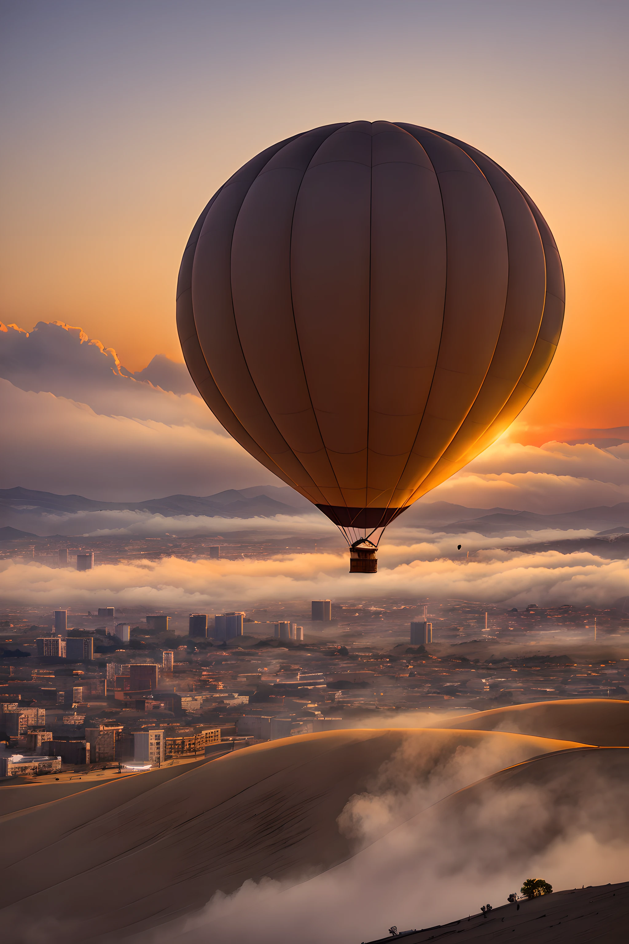 montgolfière:1.5, vapeurpunk, dans le ciel, coucher de soleil, vapeur, brouillard, smog, sable, Vent,