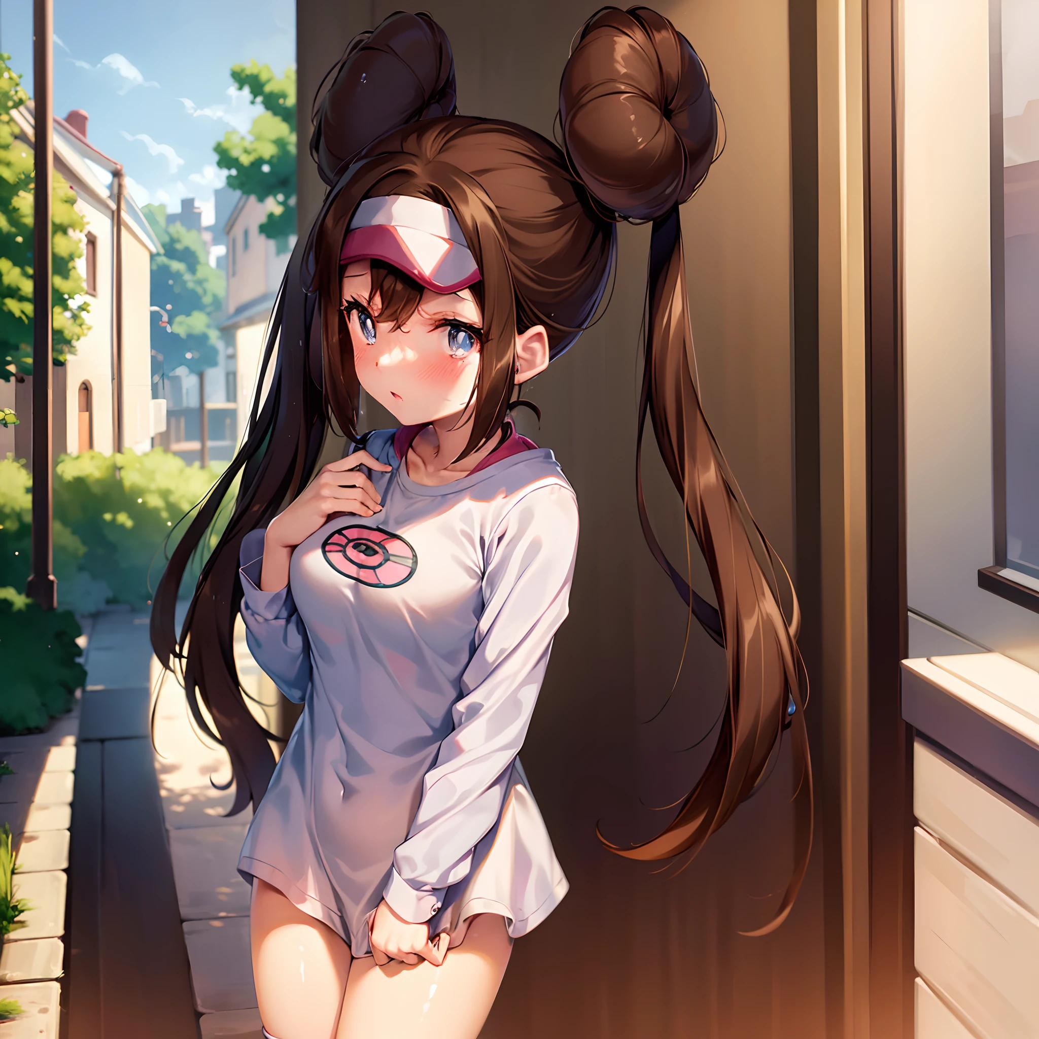 Anime girl with long hair and a ponytail standing in front of a door -  SeaArt AI