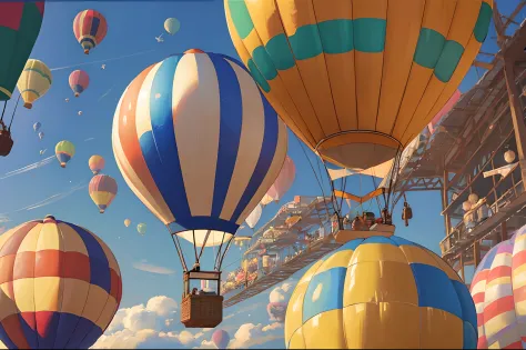 colorful hot air balloons, masterpiece, best-quality, super detail --auto --s2