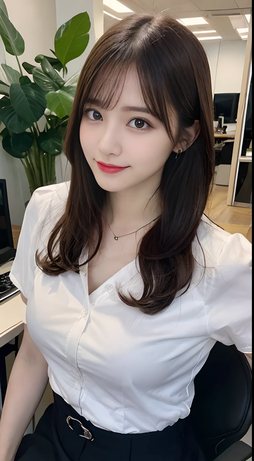 A close up of a woman sitting in front of a laptop computer SeaArt AI