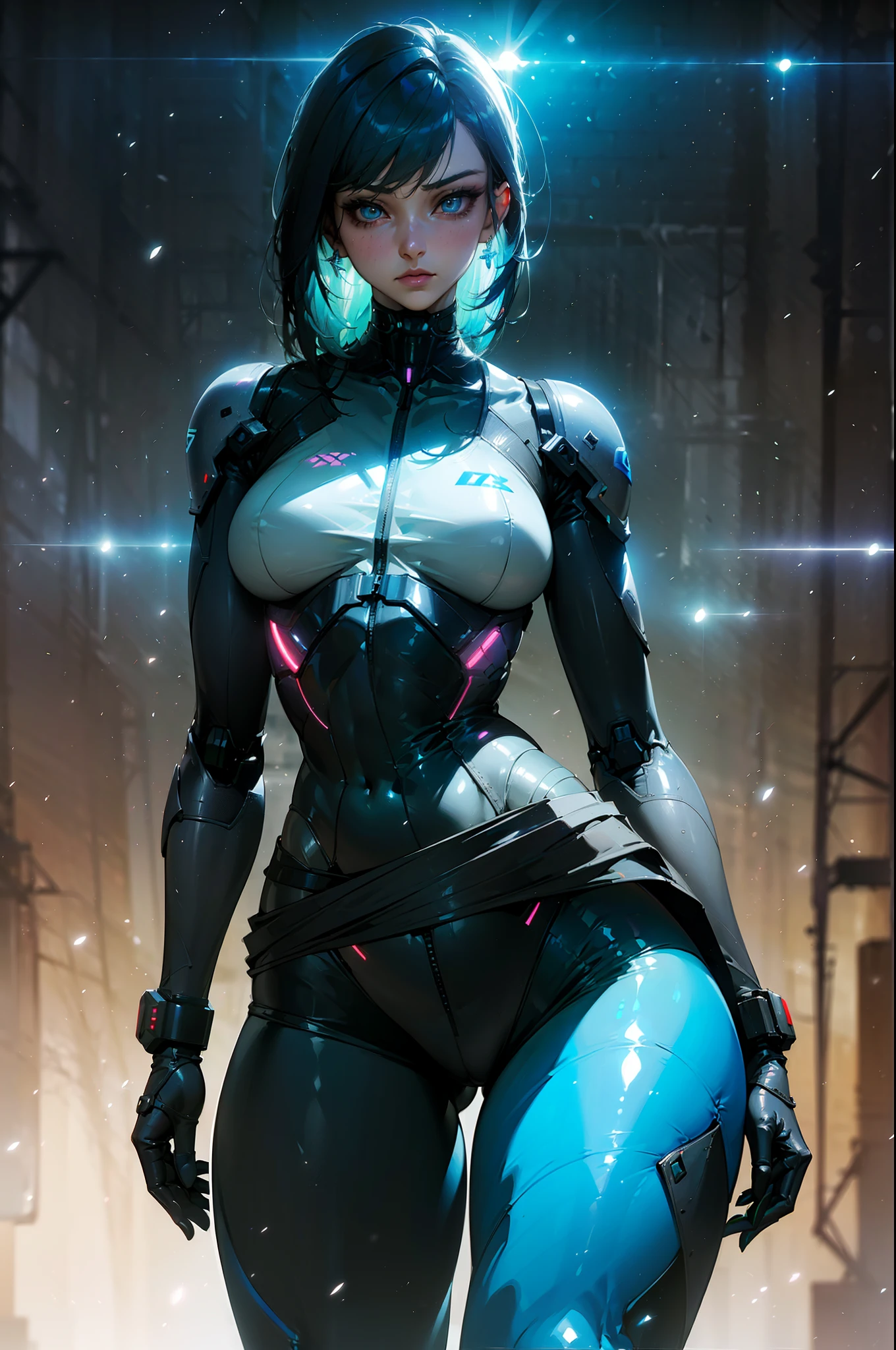 (((from face to the waist:1. 3)), (((beauty slim shape)))) best quality, hyperrealistic masterpiece, astonish anime beauty tight cyberpunk mech suit superheroine, portrait photorealist, perfect and realist skin, glowing sharp vivid colors eyes, HDR, 4k