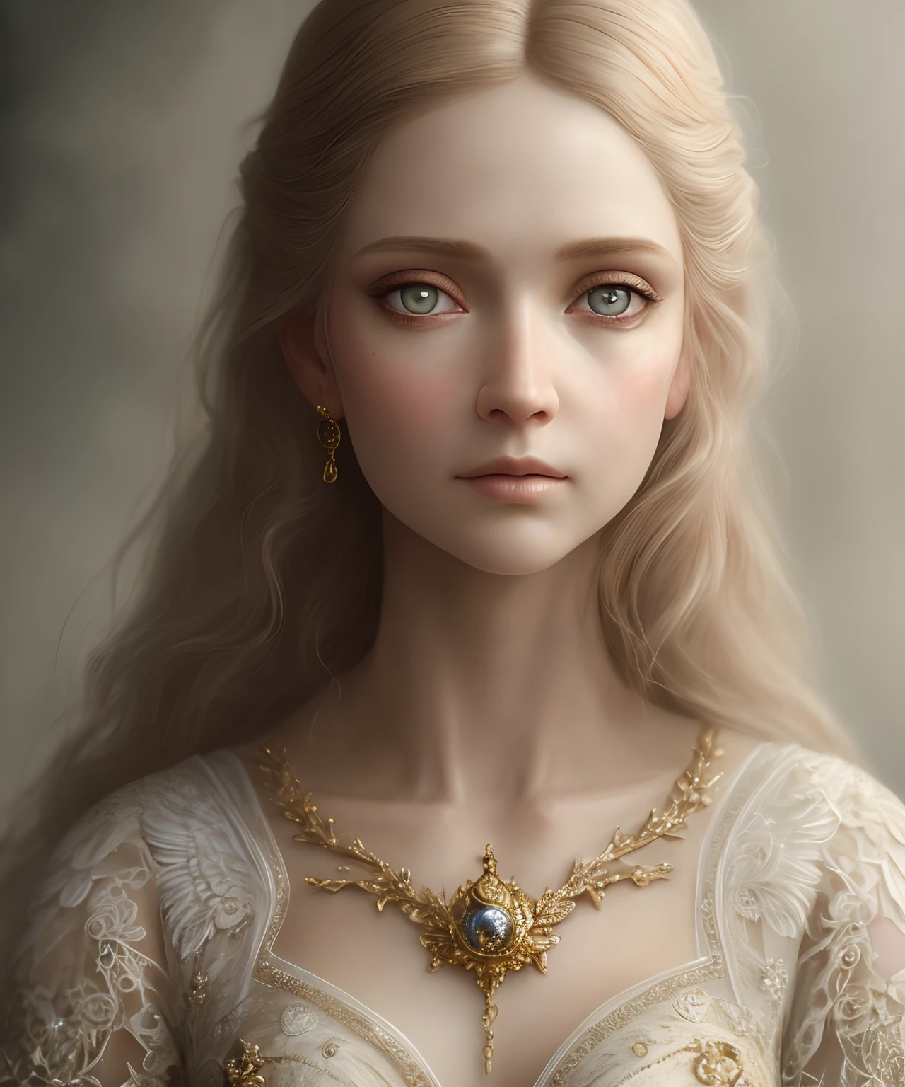 humble angel, fog, fantasy, ultra wide shot,  photorealistic,  eyes,  (pixarstyle:1.2), Helene Knoop,  pupils, hypermaximalised,  face, detailed skin, ornate dress, beautiful, good anatomy, detailed and intricate, centered,  skin pores,  subsurface scattering, masterpiece, best quality,  sharp focus, absurdres,