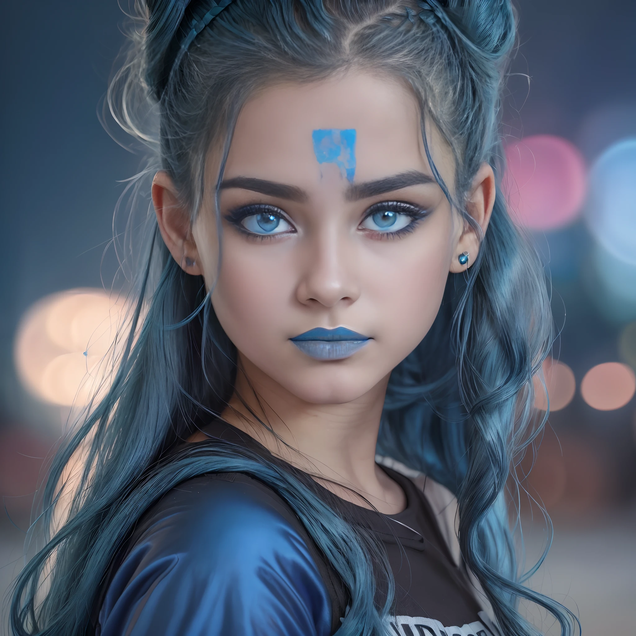 (2 meninas 18 anos), (rosto bonito altamente detalhado), amazing face and eyes, (cabelo cor azul:1.7), (melhor qualidade:1.4), (ultra-detalhado), (extremamente detalhado CG unificado 8k wallpaper), altamente detalhado, high-definition RAW color photos, fotografia profissional, Realistic portrait, amazing face and eyes, olhos verdes brilhantes, rosto ligeiramente rosado, (Uniforme hi-school, mini saia plissada:1.3), double buns, brown hair, modelo sorria timidamente, (((Bokeh))), profundidade de campos, praia, Twilight, Sunset