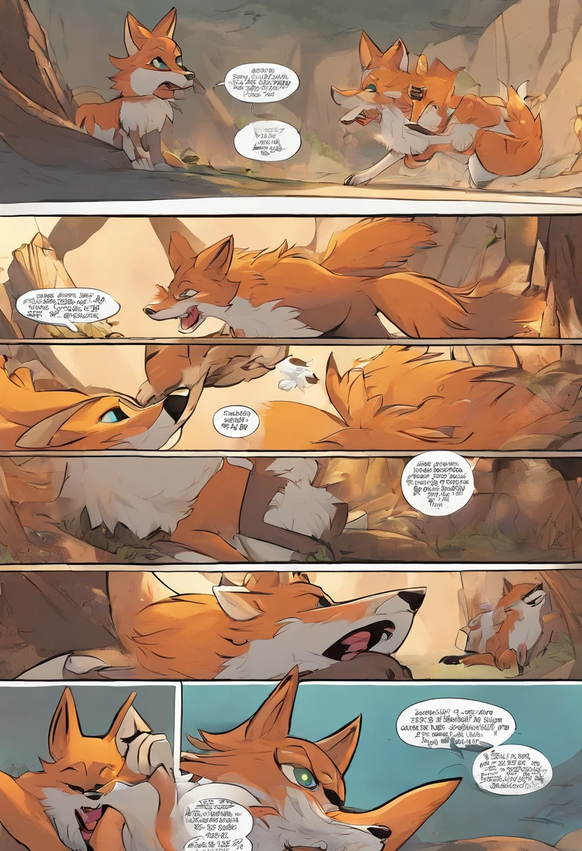 A comic strip with a comic strip of a fox and a cat - SeaArt AI