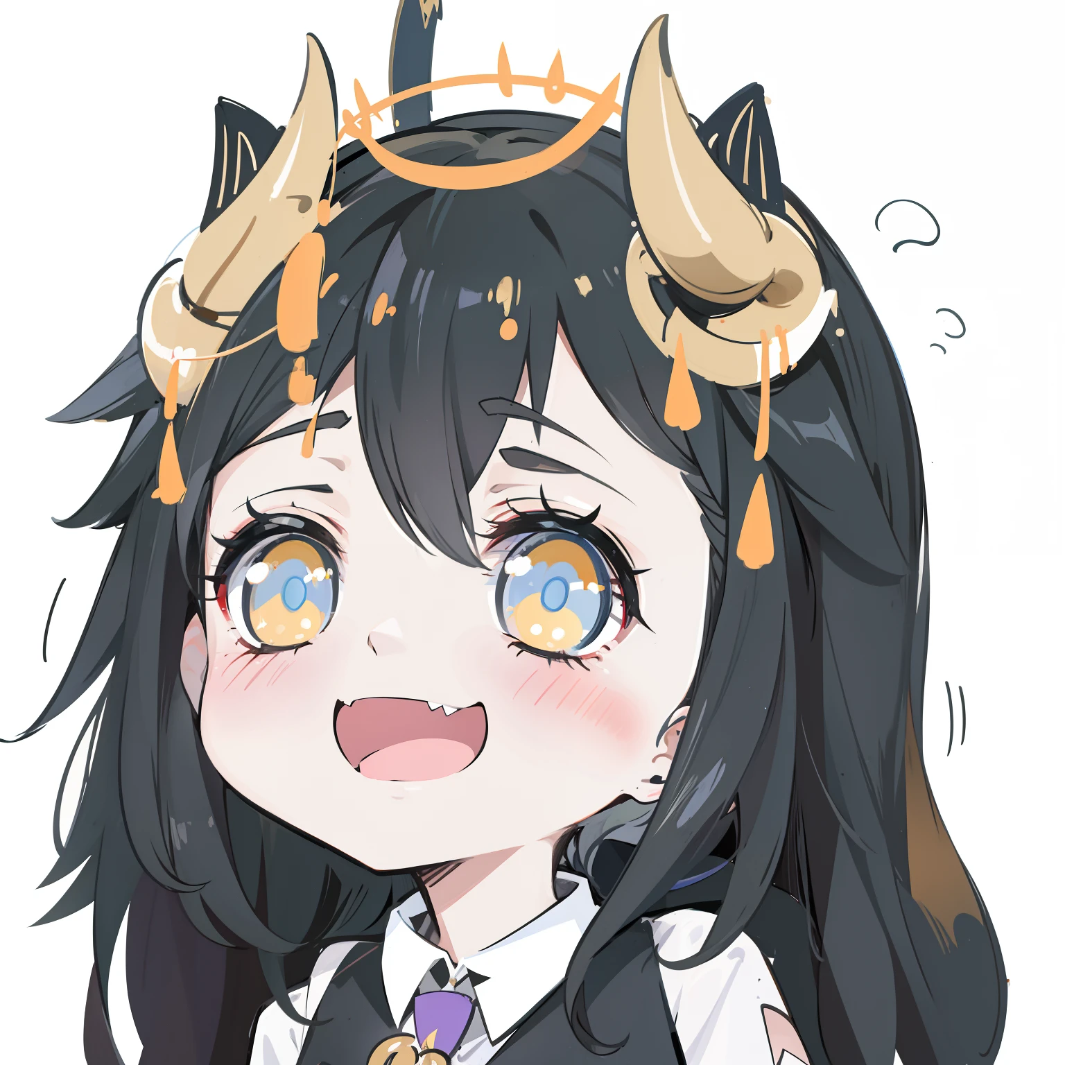 Anime girl with horns and a necklace on her head - SeaArt AI