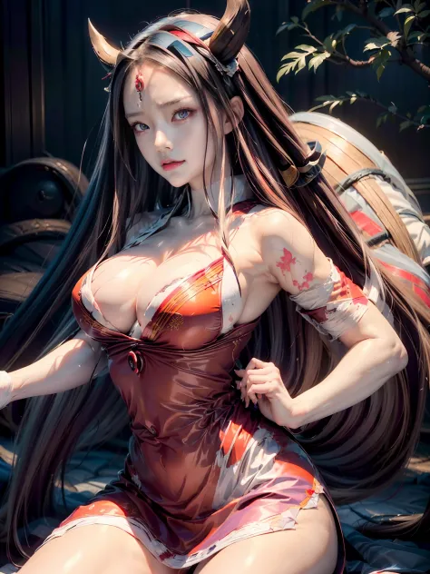 realistic, 1female, big hard round breasts, cleavage, round ass moon thighs  - SeaArt AI