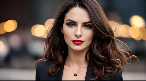 dark and gloomy, 8k, closeup photo of a 30-year-old brunette Brazilian businesswoman dark background at night, (realistic dark b...