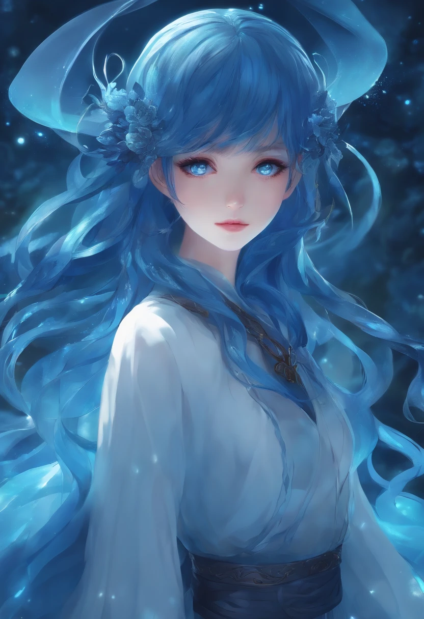 anime. a Young blue slime girl