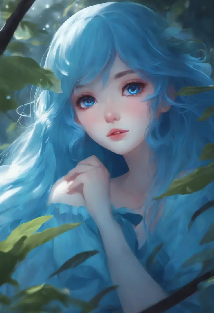 anime. a Young blue slime girl