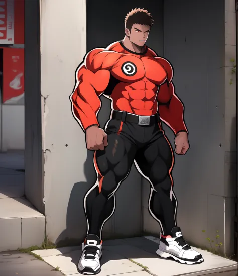 Anime style art)), Extremely muscular masculine character