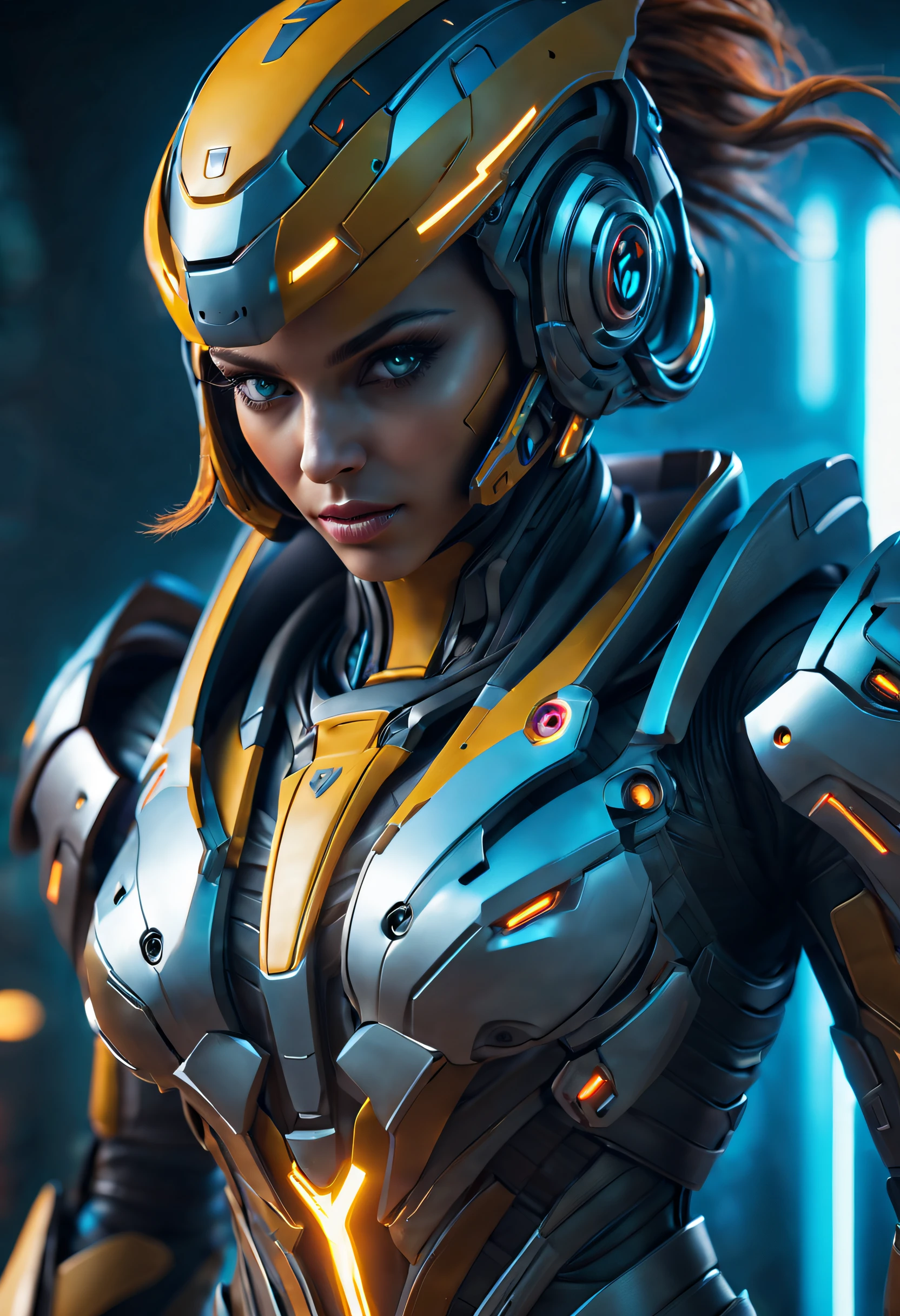 bright lighting, vivid colors, metallic textures, detailed armors, intense gaze, powerful poses, futuristic setting, high-tech weapons, energetic movements, intense battle scenes, dynamic compositions, sci-fi atmosphere. 

(best quality, highres, ultra-detailed), (photorealistic, realistic:1.37), (HDR, UHD), (studio lighting), (physically-based rendering), (extreme detail description), (professional), (portraits, sci-fi), (colorful palette), (bright lighting), (futuristic ambiance).