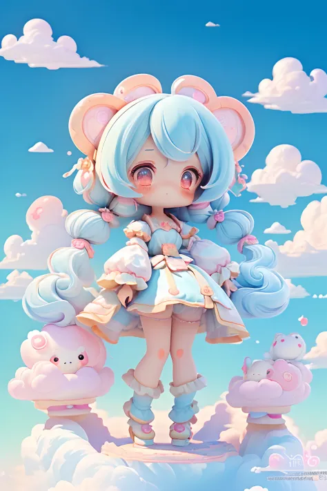 ((best quality)), ((masterpiece)), (detailed), Best quality, masterpiece, Chibi girl 1, solo, double big chinese buns, double lo...