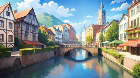 Background with, European-style townscape, magia