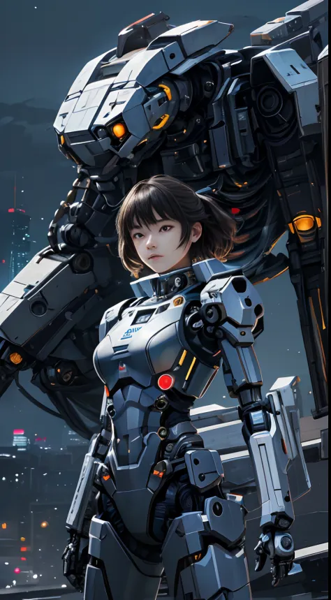 Masterpiece,(best qualtiy),highly  detailed,Realistic photos,1 Mech girl，Standing in front of the audience，solo person, crNanosu...