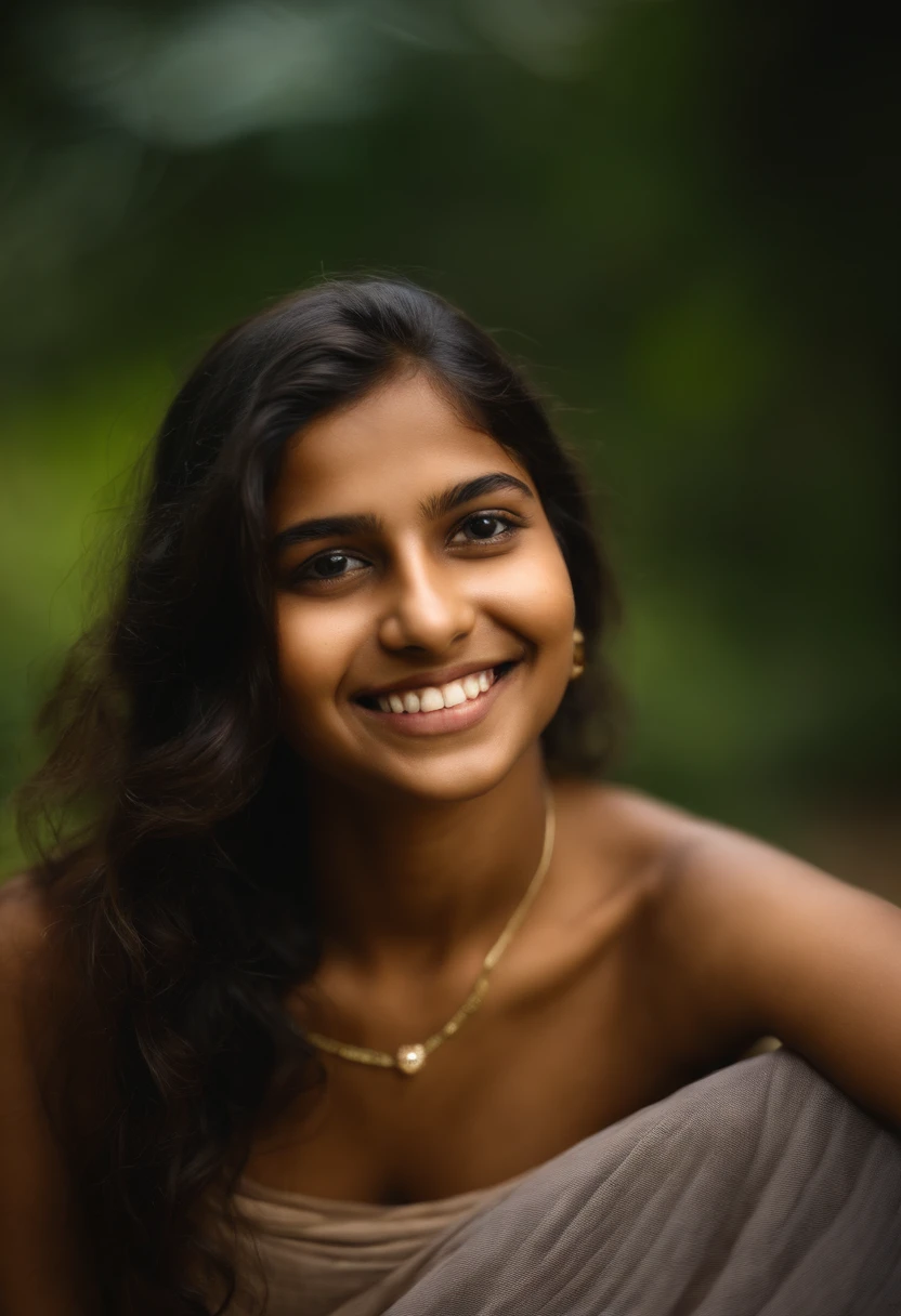 A close up of a woman smiling and wearing a dress - SeaArt AI