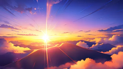 Background with, morning glow, Clean sky, suns, magia