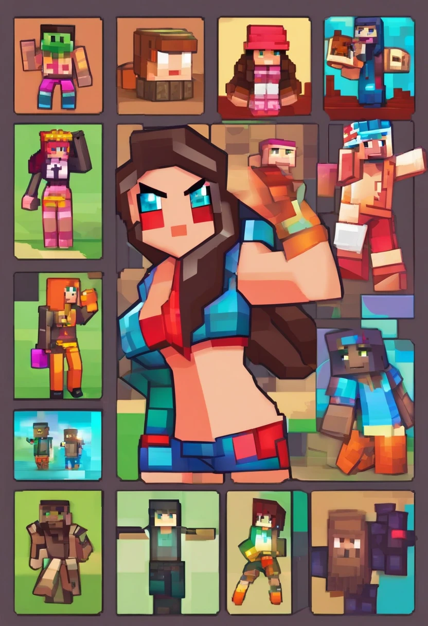 A picture of a girl with a bunch of different skins - SeaArt AI