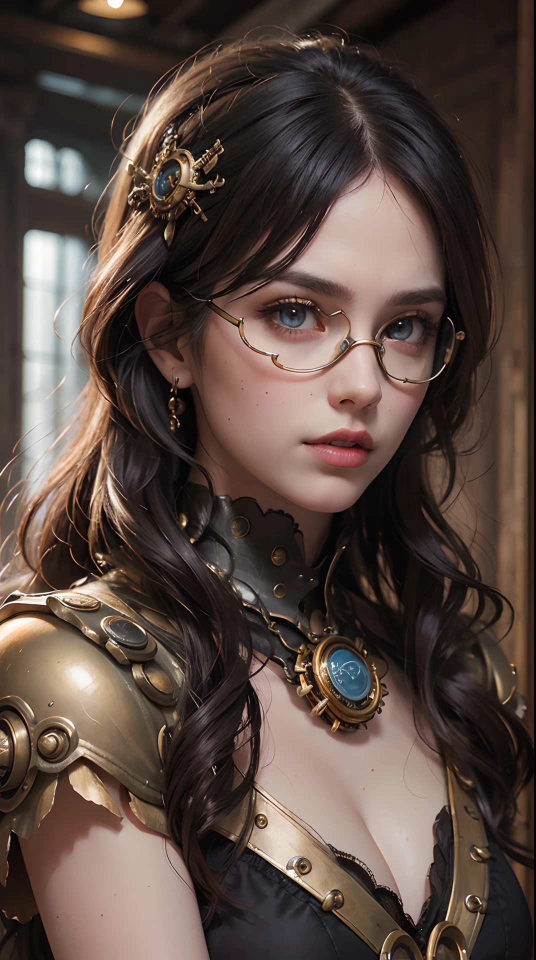 (best quality,4k,8k,highres,masterpiece:1.2), ultra-detailed, (realistic,photorealistic,photo-realistic:1.37), (beautiful detailed eyes, beautiful detailed lips, extremely detailed eyes and face, long eyelashes), studio lighting,physically-based rendering,vivid colors, (Steampunk, Steam Power, Retro-Futurism, Victorian Aesthetics, Gear and Clock Gears, Bronze, Copper, Brass, Goggles, Steampunk Airships, Adventure and),