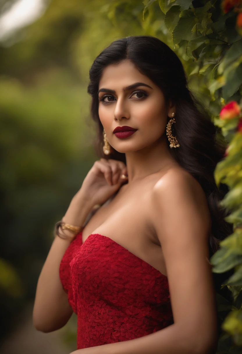 Anusha in red dress posing for a photo - SeaArt AI