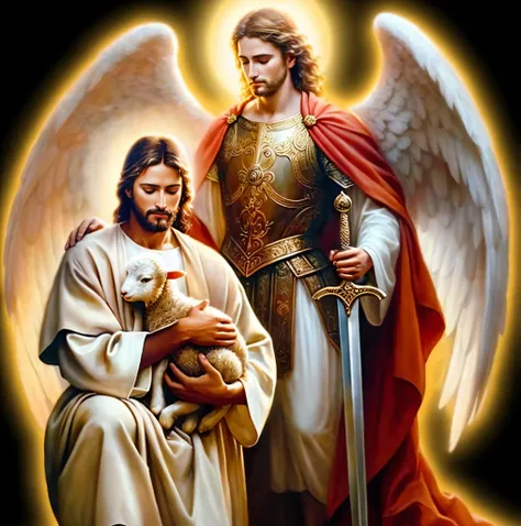 An angel comforting Jesus Christ - SeaArt AI