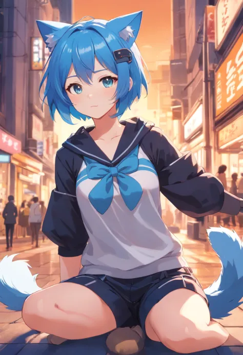 anime character with blue hair and black and white outfit posing, anime girl with cat ears, cute anime catgirl, beautiful anime catgirl, anime catgirl, anime moe artstyle, mikudayo, very beautiful anime cat girl, girl with cat ears, trending on artstation ...