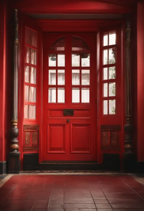 create a door that is painted red and is open
