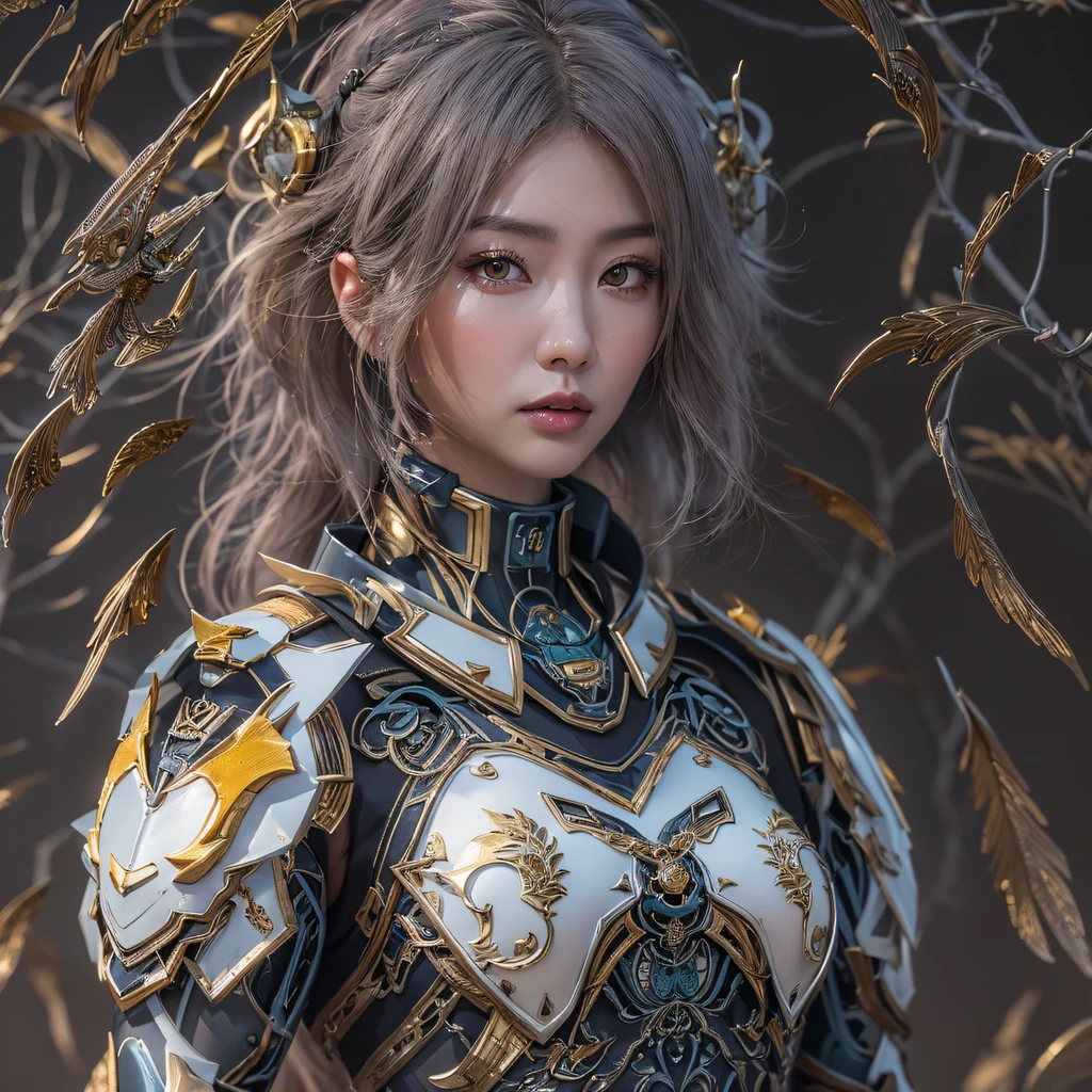 CG ，Conjunto completo de mechas grossas laranja claro，Gigante，, realista secret girl rendering, rosto detalhado de uma garota asiática, Realidade no mundo secreto, Arte CG suave, realista. Cheng Yi, realista secret style, Uma adorável renderização secreta, Renderização de retrato em 8K, Renderizar arte do personagem 8K, Retrato realista kawaii，Protetor de peito de pêlo de coelho branco damasco dourado-preto，Diamantes rosa fúcsia, caneleiras de tule bordô diamante((ultra real detalhado.garota mecha)Mech de terno de algodão vison，Ombreiras de arame dourado com penas azuis e brancas brilhantes，Shimoo Fire Tiger Feminino Taoísta，Fogo traseiro，Tatuado com，Proporção genial，Textura de silicone，Cabelo roxo curto e brilhante，modelagem 3d，4K,8K,16K suave (obra de arte, qualidade máxima, melhor qualidade, arte oficial, Beleza e estética: 1.2), Muito detalhado, colorida, mais detalhado, galhos,garota mecha, （Mards）garota mecha（desfiladeiros）， （Linho Futuro Mecha Girl）， Postura de luta irritada， olhando para o chão， Bandana de linho batik， Peça de manga comprida com padrão guindaste，Desfiladeiro da Donzela Mecha（Respingo abstrato de propileno：1.2）， Fundo de relâmpago de nuvens escuras，Polvilhe com pó dourado de mech girl（realisticamente：1.4），Cabelo de cor preta，Farinha esvoaçante，fundo do arco-íris， Uma alta resolução， o detalhe， Fotografia RAW， re afiado， Filme Nikon D850 Foto stock de Jefferies Lee 4 Kodak Portra 400 Camera F1.6 tiros, cores ricas, texturas vívidas ultra-realistas, iluminação dramática, Tendência da estação de arte do Unreal Engine, Cinestir 800，cabelo preto esvoaçante,（（（Garota mech vermelha e branca）））