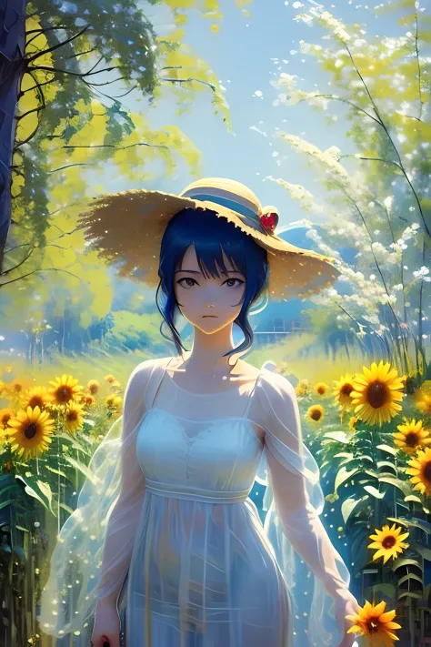 (Masterpiece), Best Quality, expressive eyes, perfect faces,

A girl in a straw hat is holding a bunch of sunflowers, making: Ya...