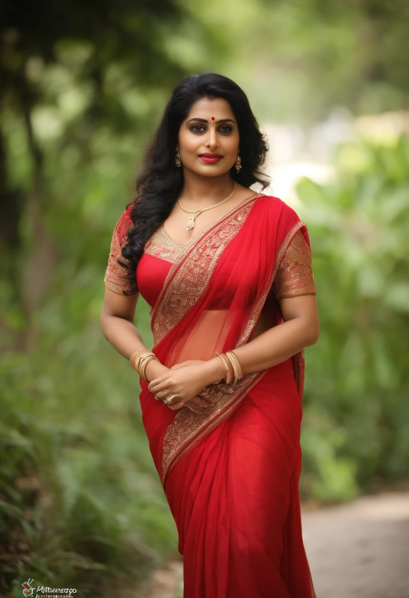 Anusha hot in red sari sari sari sari sari sari sari sar - SeaArt AI