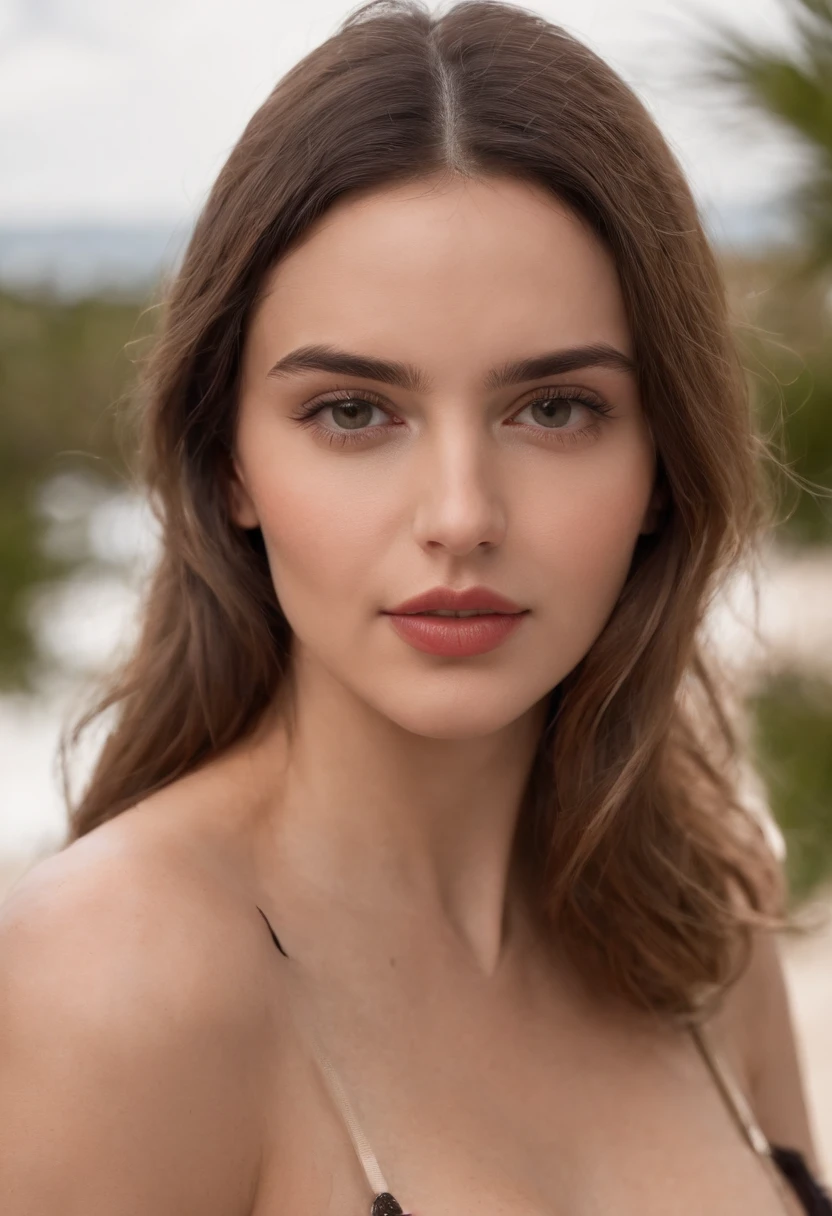 A close up of a woman in a black bikini posing for a picture - SeaArt AI