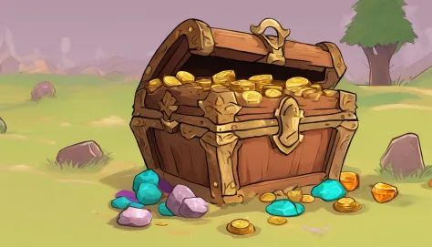 Treasure chest coming out cryptocurrencies and Bitcoin, nft e play to earn