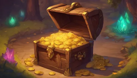 Treasure chest coming out cryptocurrencies and Bitcoin, nft e play to earn