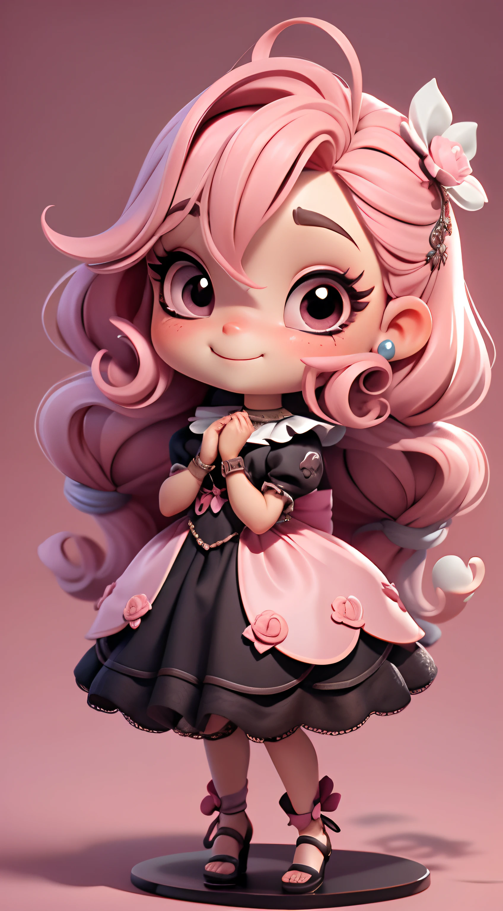 Create an 8K version of the Gothic Loli Circus character. Boneca Chibi circu de soleil : Gothic It should look charming and beautiful, Keep the iconic elements of the original character. Circus of Soleil should have a round face with large dimensions, olhos claros, long eyelashes and rosy cheeks. Seu cabelo deve ser longo e tons preto de cor escuro. Vestido bonito: Vestir chibi em um vestido bonito e elegante em tons de marrom e rosa . O vestido pode ter babados, renda & detalhes feitos de doces, A reference to the circus theme . Add loops or ribbons, Para dar um toque de delicadeza. avental & Arco com doces: Adicione um avental marrom sobre o vestido de Chibi, It is tied at the waist with a thin bow. O avental pode ter pequenos detalhes, como bolsos ou bordados finos. Meias e sapatos bonitos: Complete o look chibi de circo com meias listradas rosa e brancas ou detalhes divertidos. standingn, Coloque sapatos de boneca bonitos, com gravatas ou fivelas. Magic Accessories: Add charming accessories to the pink fairy chibi , como um cupcake no cabelo ou uma tiara com detalhes extravagantes . You can also get your hands on beautiful themed accessories. Certifique-se de adicionar sombras, texturas e detalhes nos cabelos, Chibi Nostálgico circu de soleil outfits & Accessories, to make it even more charming and charming. Give him a smiling expression and a sweet smile on his face, Capturing the essence of the character in a subtle way, lovely hands, Skull Hands.