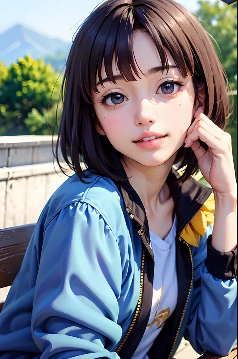 masterpiece, best quality, 1girl, solo, k-nanami, ((20yo, japanese face, japanese actress)), short hair, black hair, black eyes,...