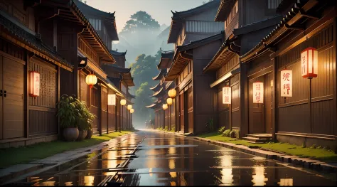 ((ink)), background, (bamboo road), (Chinese style), (real and anime style), cinematic lighting, depth of field, depth of field,...