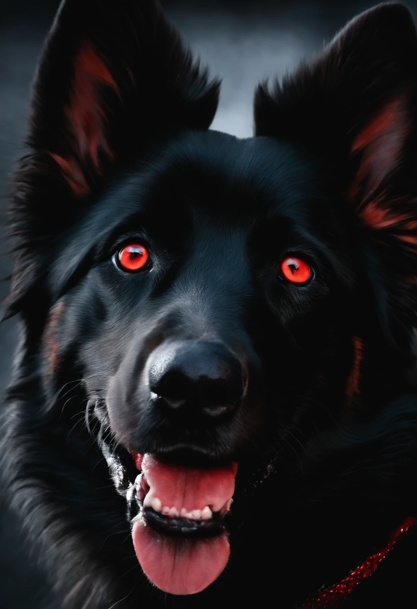 There are a lot of black and red dogs with red eyes, cerbero ...