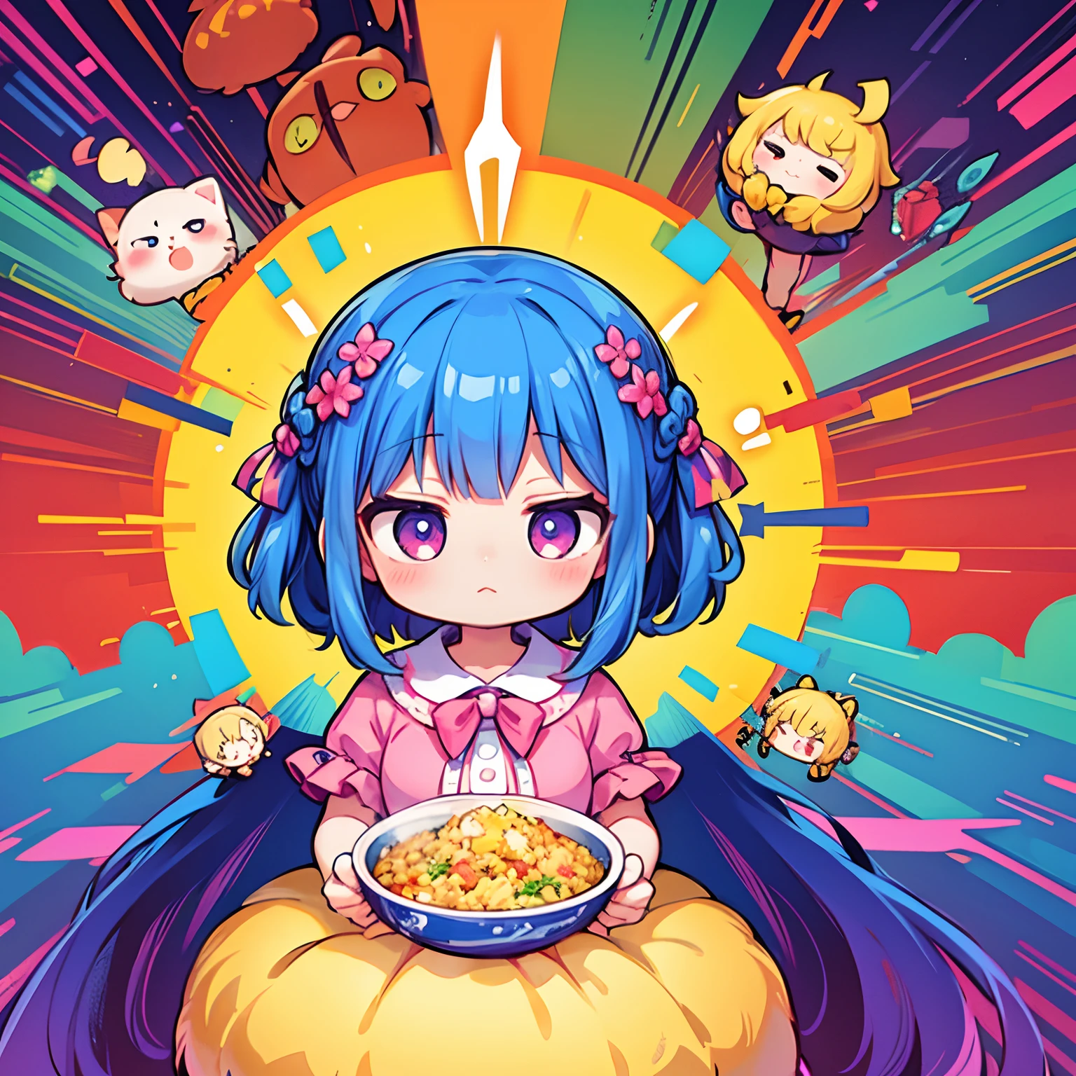 Heaping fried rice、Cute、Psychedelic Girls、​masterpiece、top-quality、Top image quality