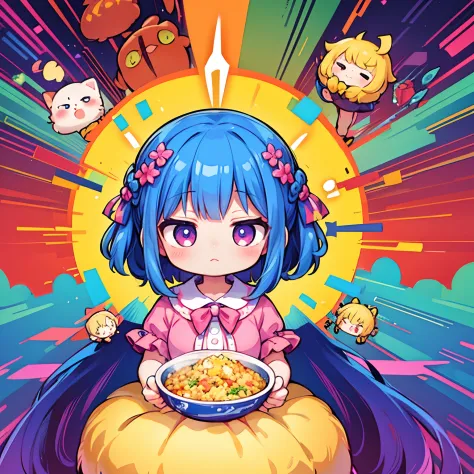 heaping fried rice、cute、psychedelic girls、​masterpiece、top-quality、top image quality