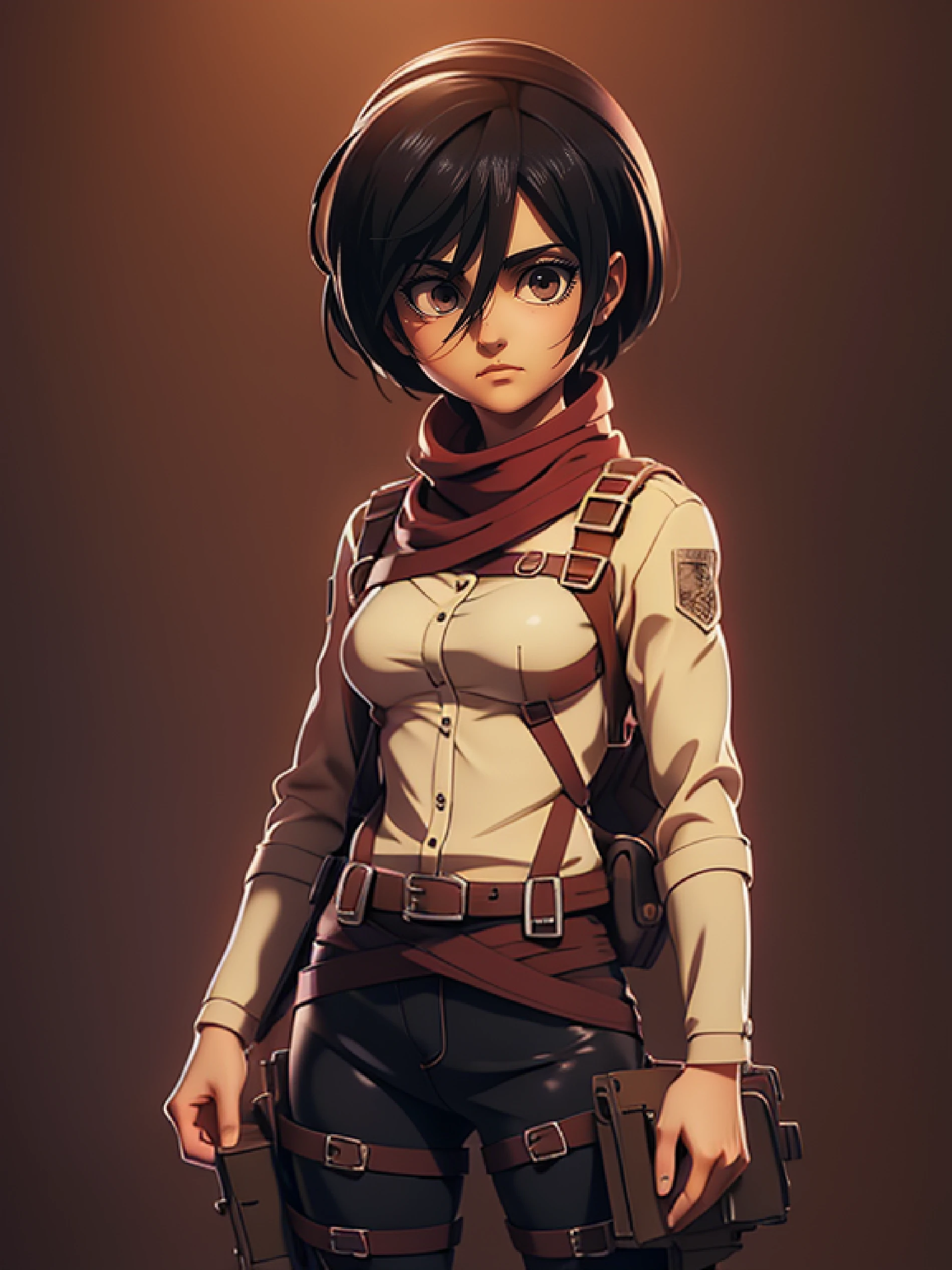 1girl, solo, (masterpiece), best quality, ultra-detailed, Mikasa Ackerman, Retro style, fashion cloth, fancy,