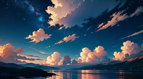 high quality, (night sky, overcast), clouds, scenery,