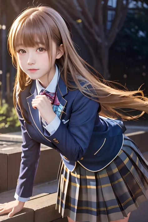 top-quality, 8k, ultra-detailliert, photorealsitic, mahiru shiina, angel next door, school uniforms, from the chest up, up of fa...