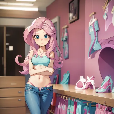 Fluttershy, sexy jeans, my pants are falling down, cute panties, sexy panties, Fluttershy Equestria girls, blushing, smiling cut...