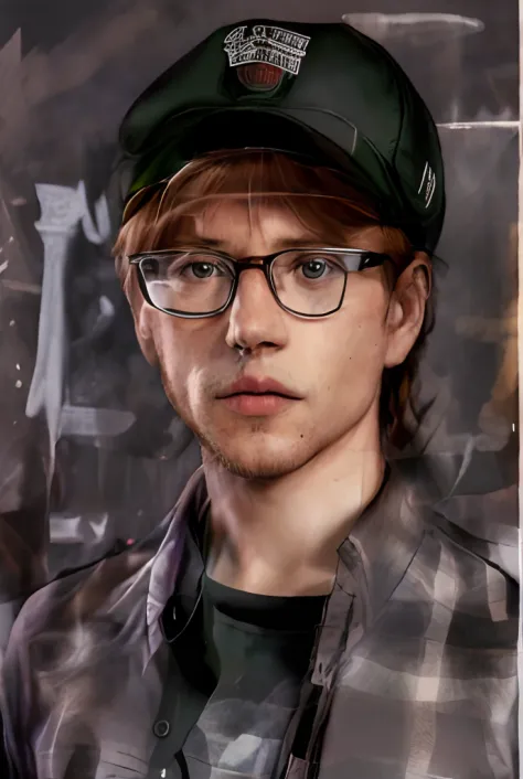 there is a man wearing a hat and glasses and a shirt, realistic portrait photo, high quality portrait, photorealistic portrait, ...