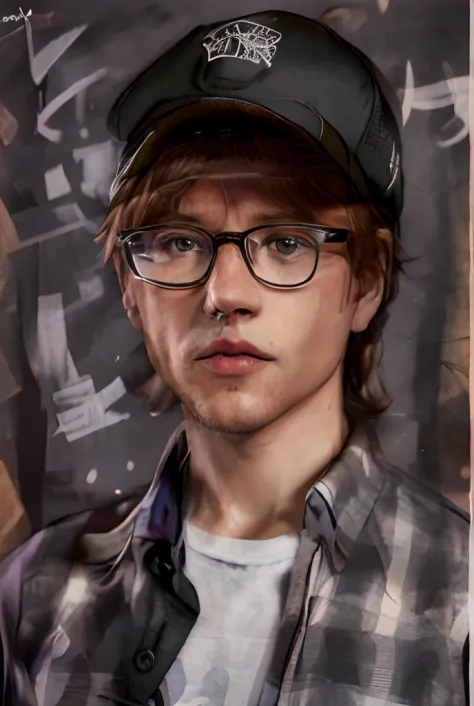 there is a man wearing a hat and glasses and a shirt, realistic portrait photo, high quality portrait, photorealistic portrait, ...