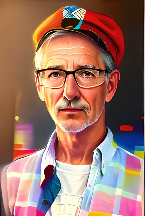 there is a old man wearing a hat and glasses and a shirt, realistic portrait photo, high quality portrait, photorealistic portra...