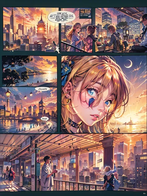 Comic storyboard:1.8, comic strip, English text, draw the Story of the woman who loves to the 30 year's man, anime emoji theme, night sky, beautiful Firefly, text dialogue box, draw front page of this story, japanese anime manga, hyperHD, 24K UHD, anime looks.