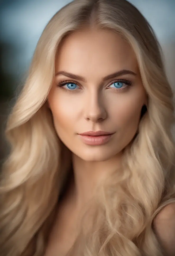 A woman with blonde hair and blue eyes posing for a picture - SeaArt AI